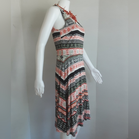 LOFT Riverwalk Fit and Flare Abstract Stripe Print Sleeveless Dress Sz 2 - Picture 3 of 9